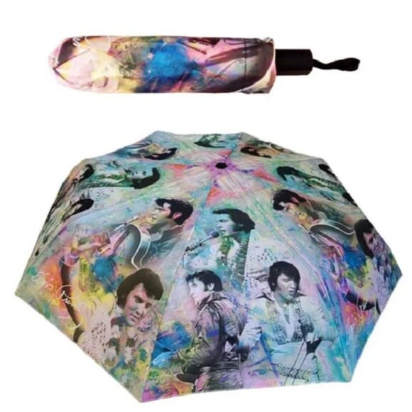Elvis Presley Collage 40" Width Compact Umbrella The King Licensed Photos New - Picture 2 of 3
